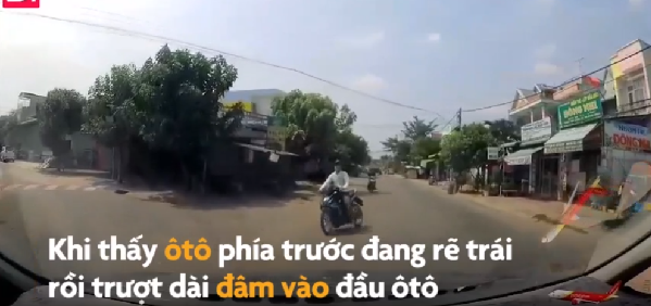 Bình Dương: Nam thanh niên lái xe máy phanh gấp đâm vào ôtô