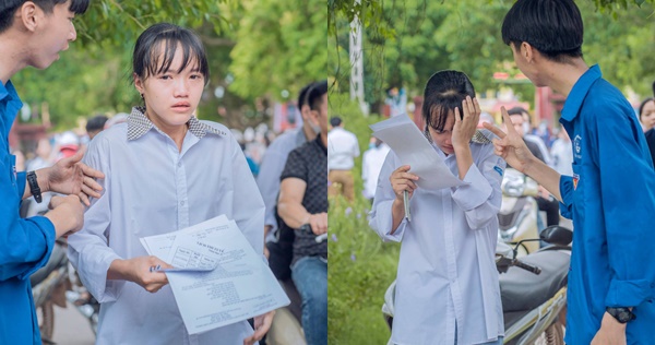 Nữ sinh khóc nức nở vì không làm được bài thi, vừa ra cổng anh tình nguyện liền tặng nước an ủi