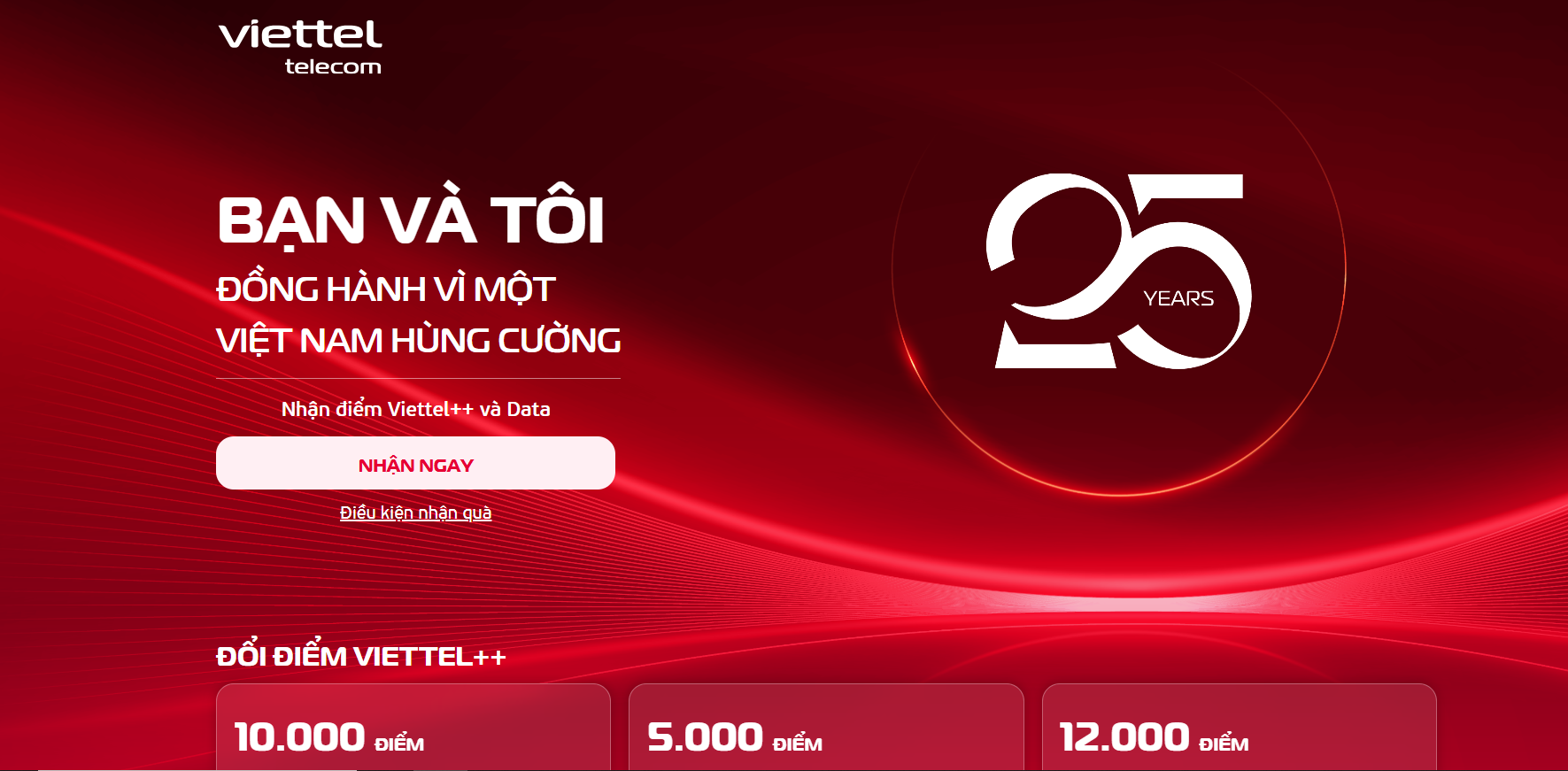 Chương trình nhận quà tri ân nhân dịp sinh nhật Viettel Telecom 25 tuổi