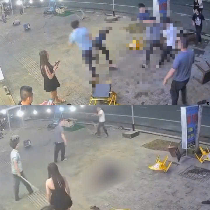 Vjdeo nhóm thanh niên tác động vật lý, 1 người nằm luôn